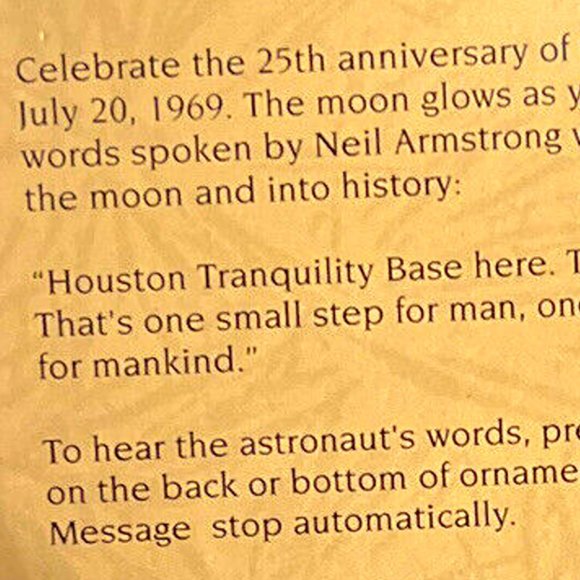 NIB 1994 Hallmark Keepsake Ornament The Eagle Has Landed Light and Voice - Picture 8 of 10